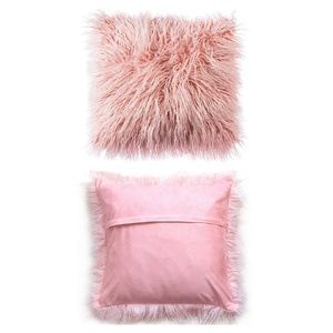 Faux Mongolian Fur Pillow Covers (3) Blush Pink
